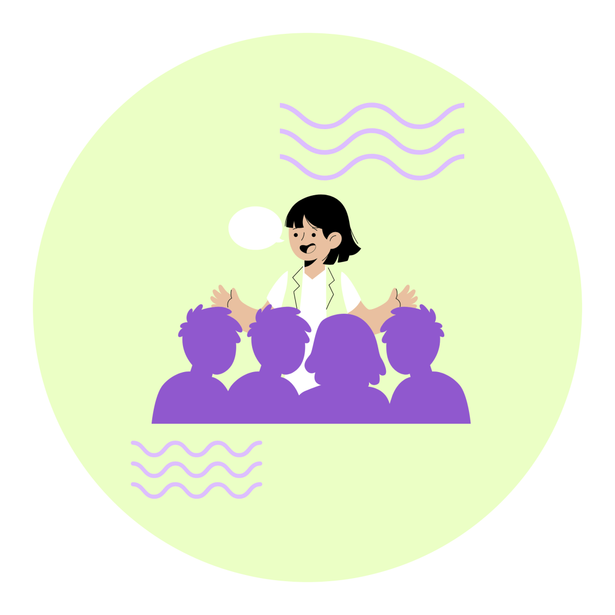 Gruppenworkshops Eine Person unterrichtet eine Gruppe von Schüler:innen in der Sexualpädagogik.