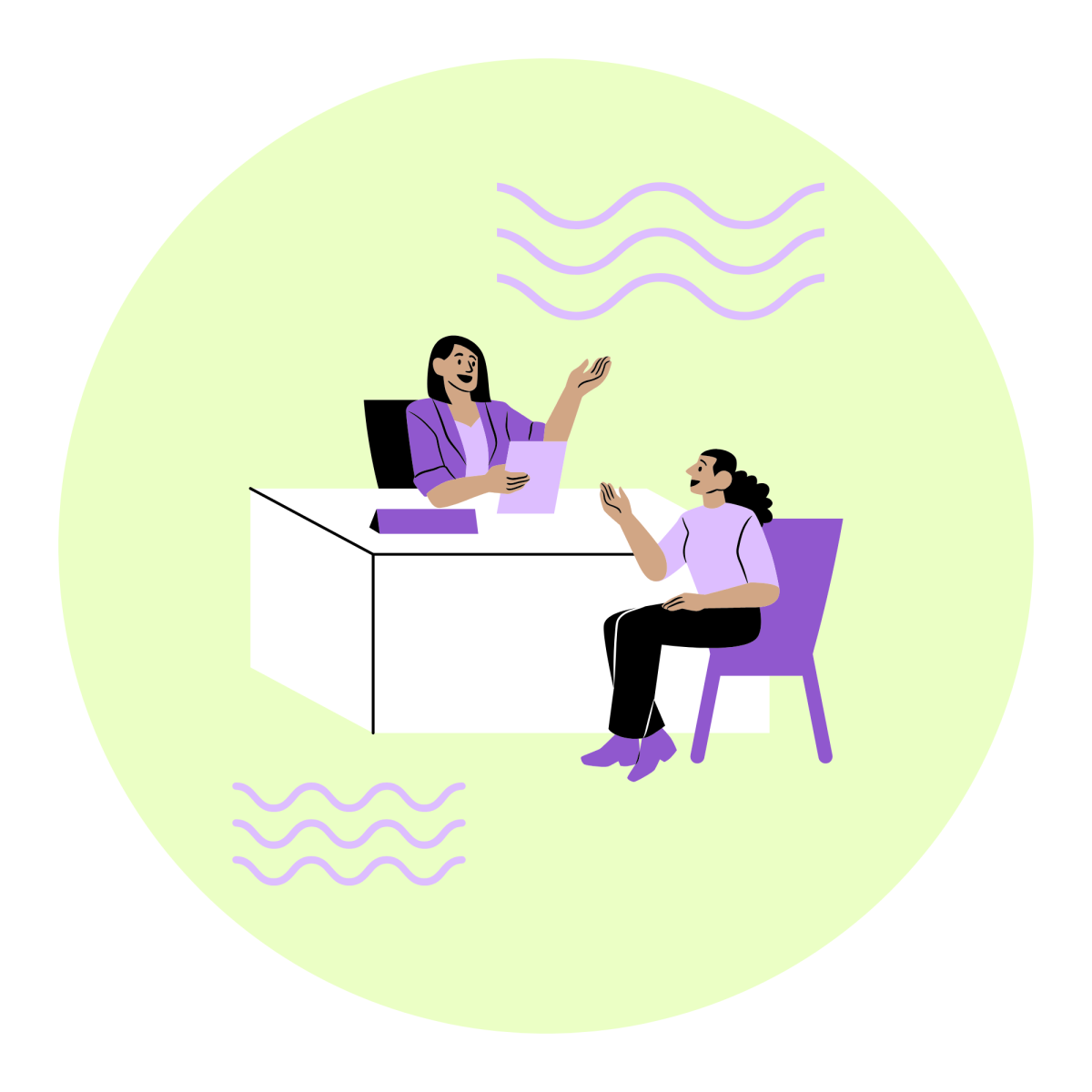 Beratungsgespräch Eine Person berät jemanden in einem Einzelgespräch rund um die Thematik der Sexualpädagogik.